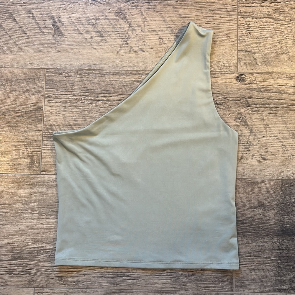 Body contour one shoulder tank top - Sage Green - Express Small, NWT